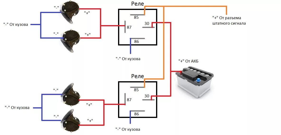 Подключение звукового сигнала через реле схема Вернул катализатор. "Прокатал" арки и ещё пара сигналов от Волги. - Lada Калина 