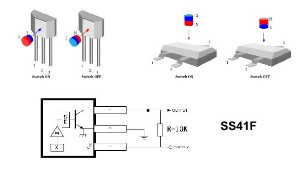 Подключения датчика хола Купить SS41F Датчик Холла цифровой биполярный SIP 41F , датчик положения