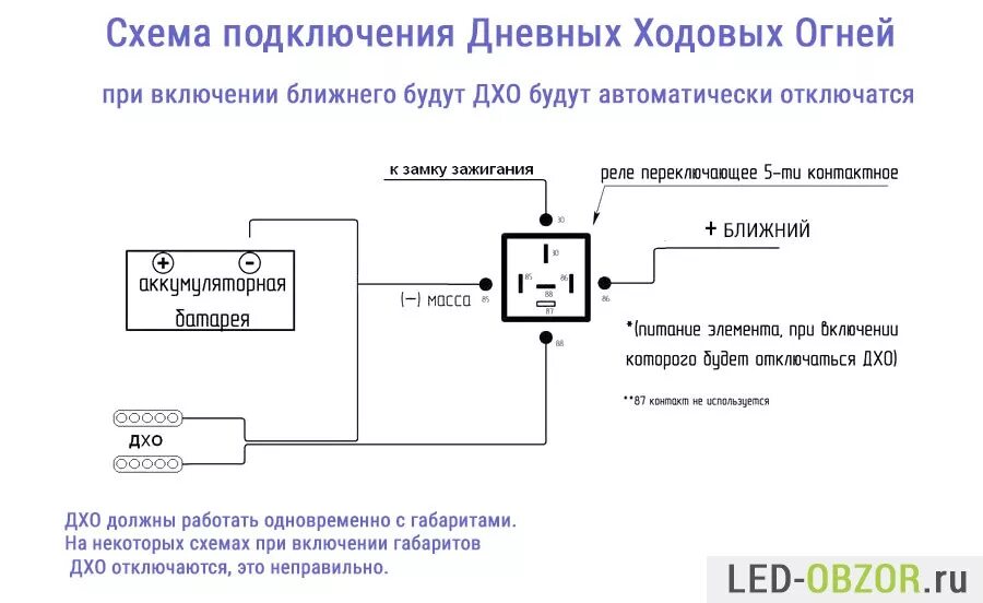 Подключения дхо без реле Как подключить ходовые огни, схема подключения дхо