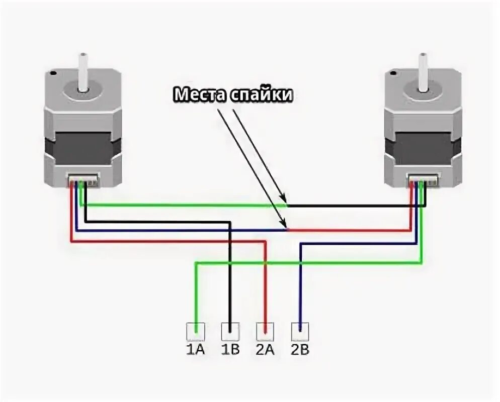 Подключения два шаговых двигателя Два двигателя оси Z вращаются в разные стороны.