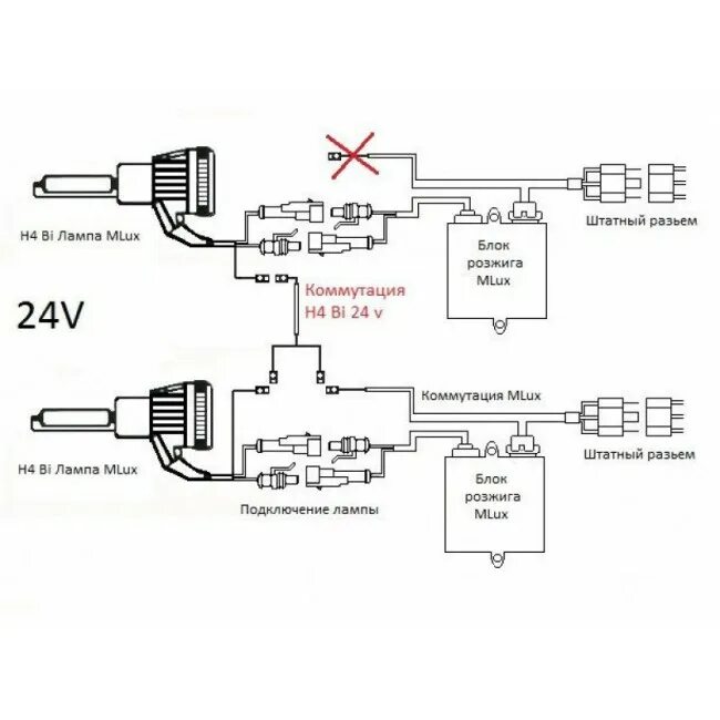 Подключения h 1 Схема подключения h4