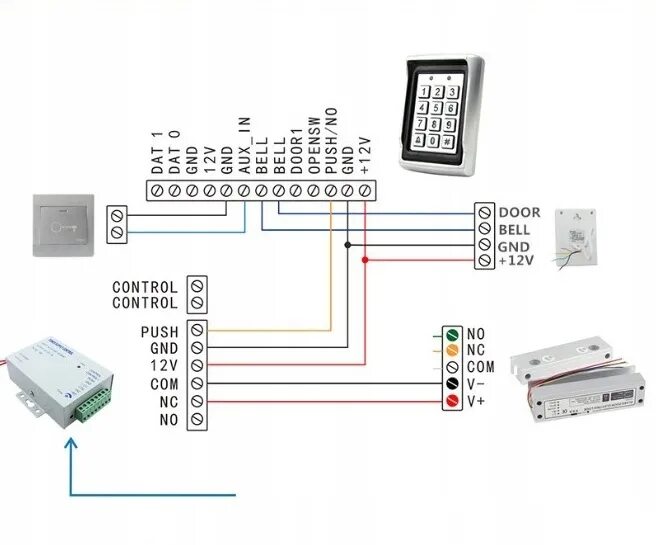 Подключения кодовой панели Zamek z ryglem elektromagnetyczny Satlink SL-200JG - 8945434751 - oficjalne arch