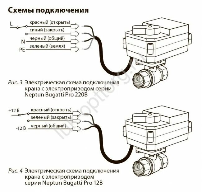 Подключения кранов газа Кран с электроприводомNeptun Bugatti Pro 12В 1 Купить в компании Люк-ОптТорг