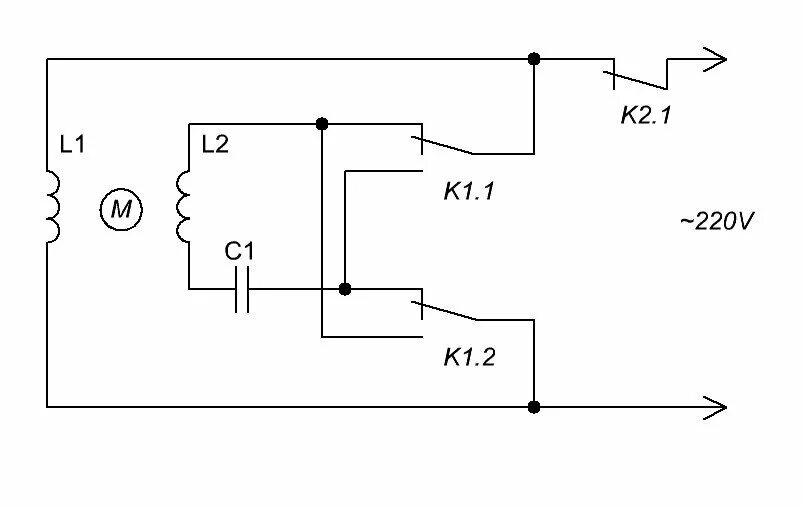 Подключения мотора 220 схема Устройство для реверса однофазного конденсаторного электродвигателя. Вячеслав Ка