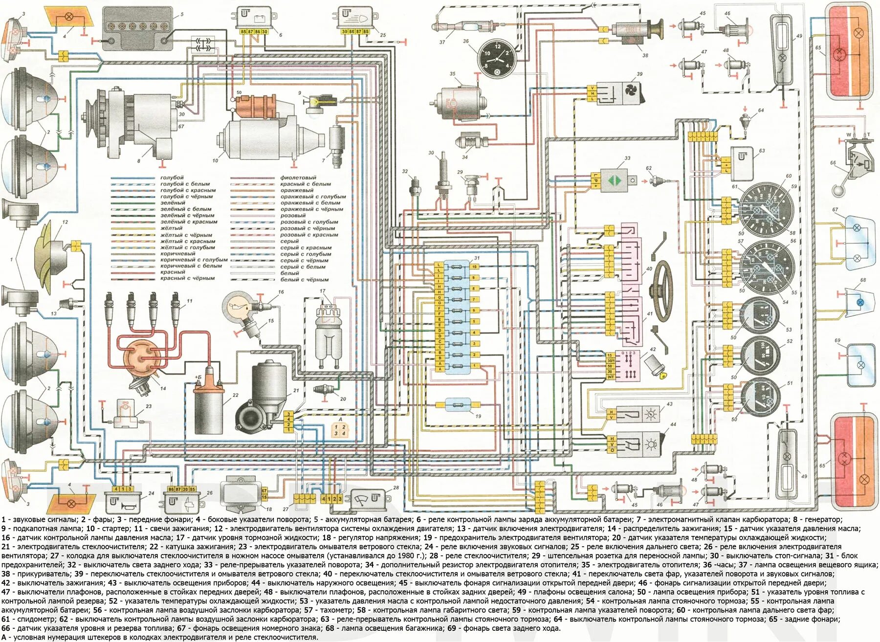 Подключения проводки ваз 2106 Схема подключения ваз 2103