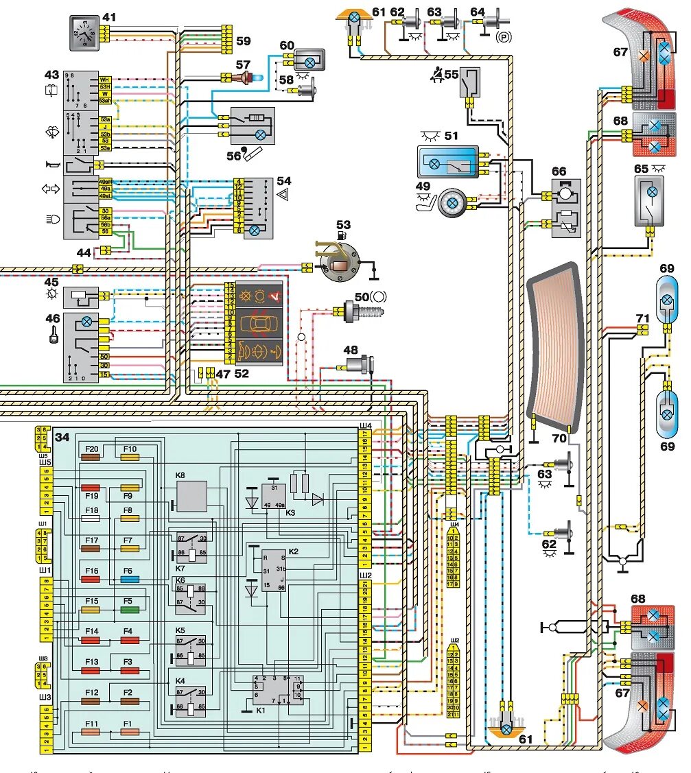 Подключения проводки ваз 2112 Лада ВАЗ-2110 (2111, 2112). Электросхемы