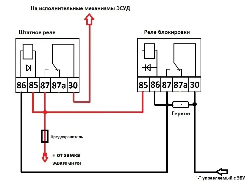 Подключения реле блокировки Простая блокировка реле для автомобиля