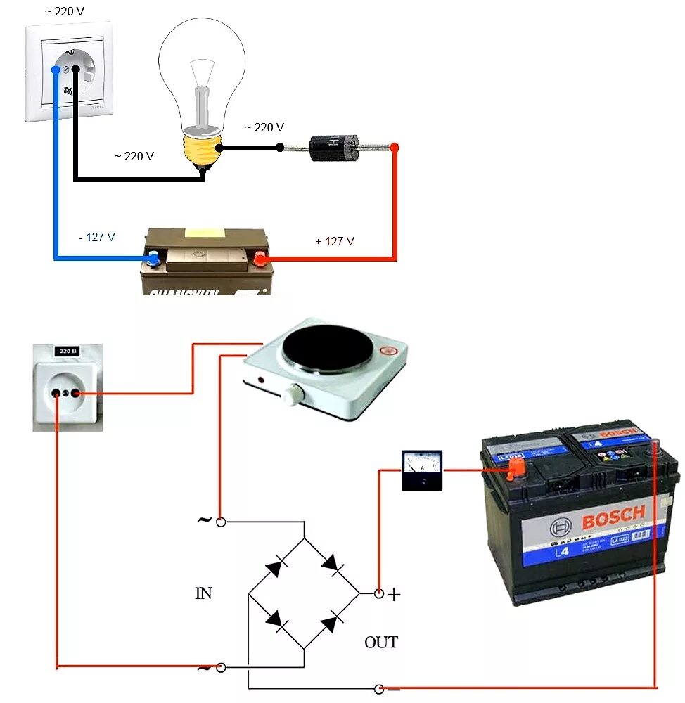 Подключения зарядного устройства к акб Схемы зарядных устройств для машин - Ремонт и обслуживание авто