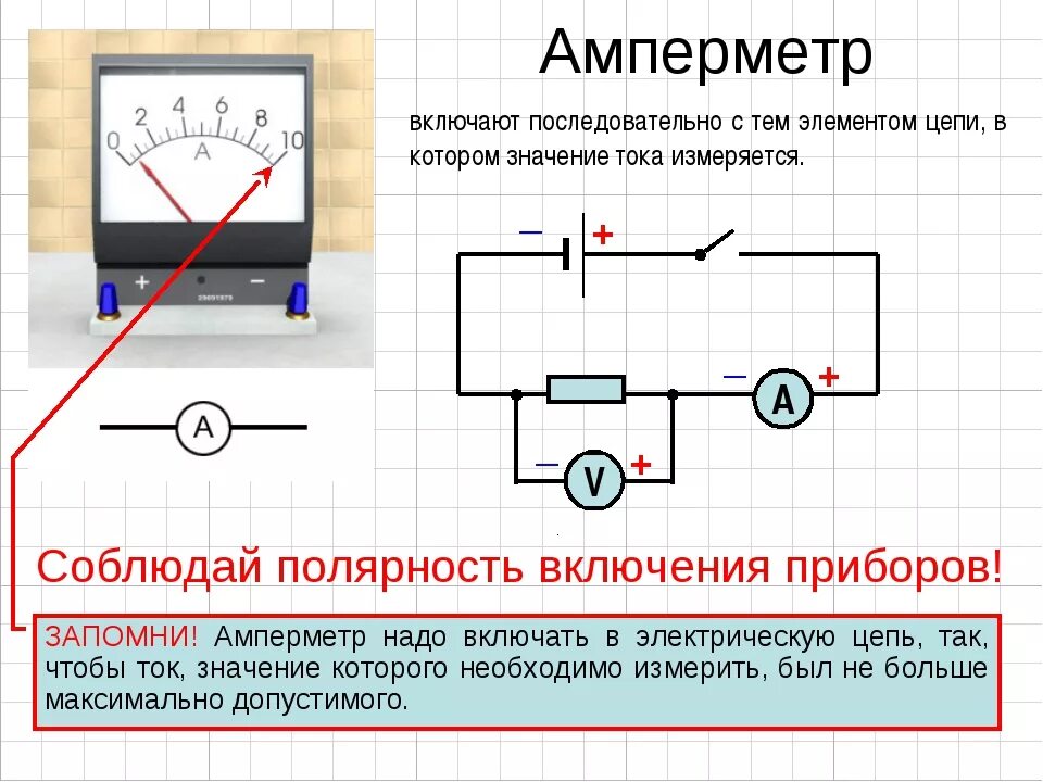 Подключить амперметр проводами как Подключение амперметра и вольтметра в сети постоянного и переменного тока " сайт