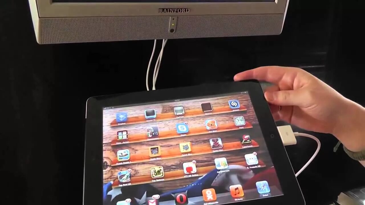 Подключить айпад к ноутбуку как монитор Как подключить iPad к телевизору Часть 2 через Тюльпаны - YouTube