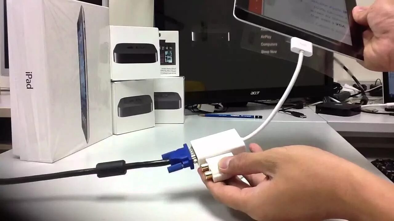 Подключить айпад к ноутбуку как монитор iPad VGA Adapter DX SKU 70343 119559 APPLE TV Gen 3 - YouTube