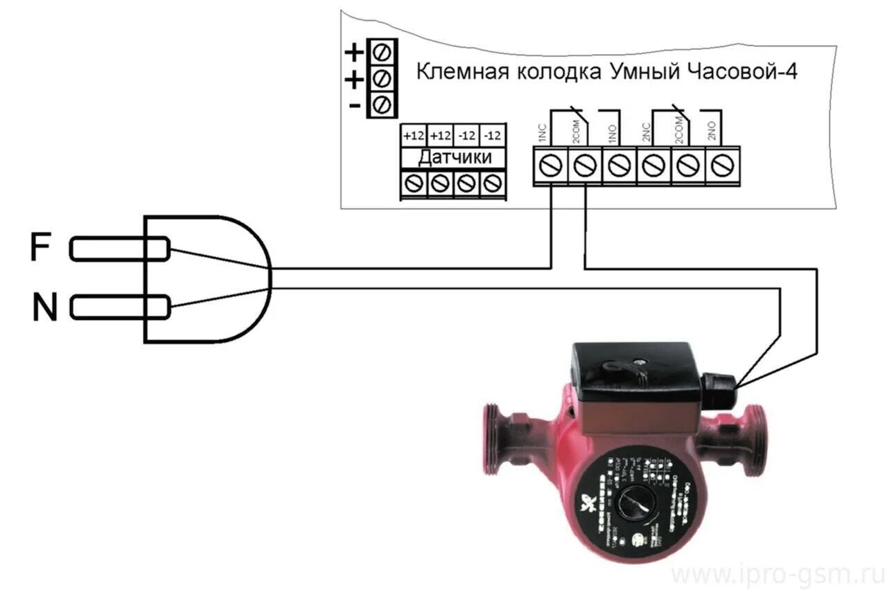 Подключить циркуляционный насос к электросети как правильно Схемы подключения сигнализации Умный Часовой-4 к отопительным котлам