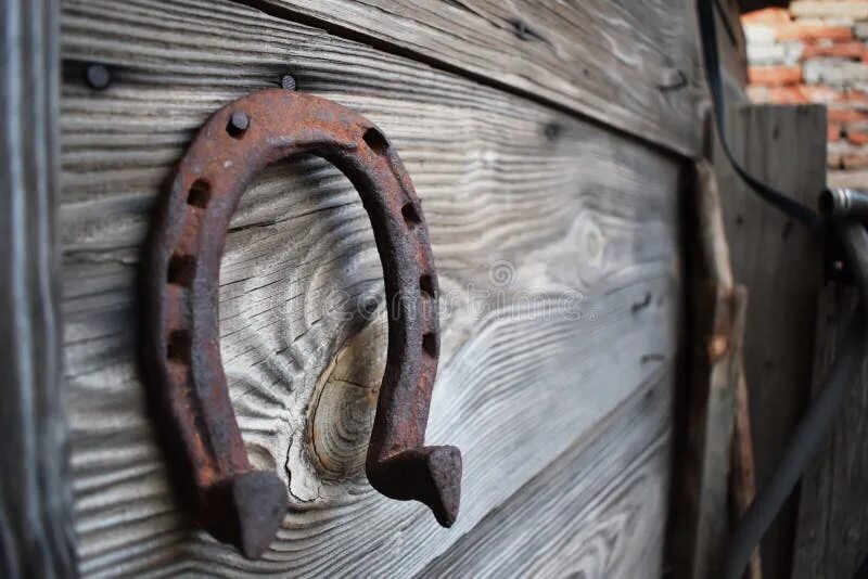 Подкова на двери фото Old Rusty Horseshoe on a Wooden Background Stock Vector - Illustration of horses