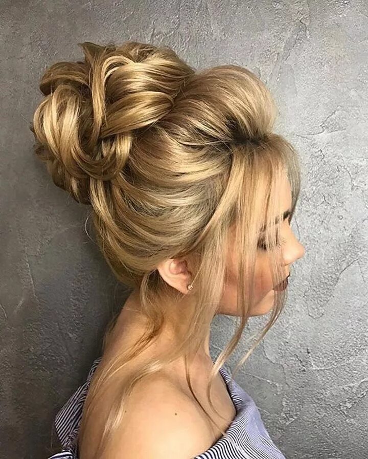 Поднятые прически на средние Beautiful Wedding hair bun Hair up styles, Medium hair styles, Wedding bun hairs