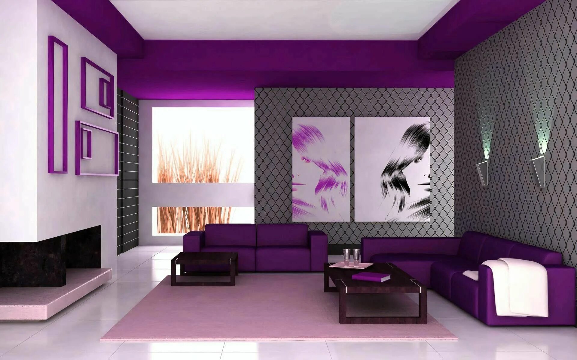 Подобрать дизайн комнаты Purple and grey are great together Purple living room, Room color schemes, Livin