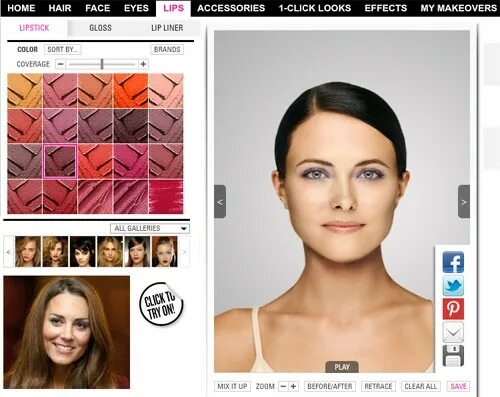 Подобрать макияж по лицу фото онлайн Сайт Dailymakeover.com отзывы