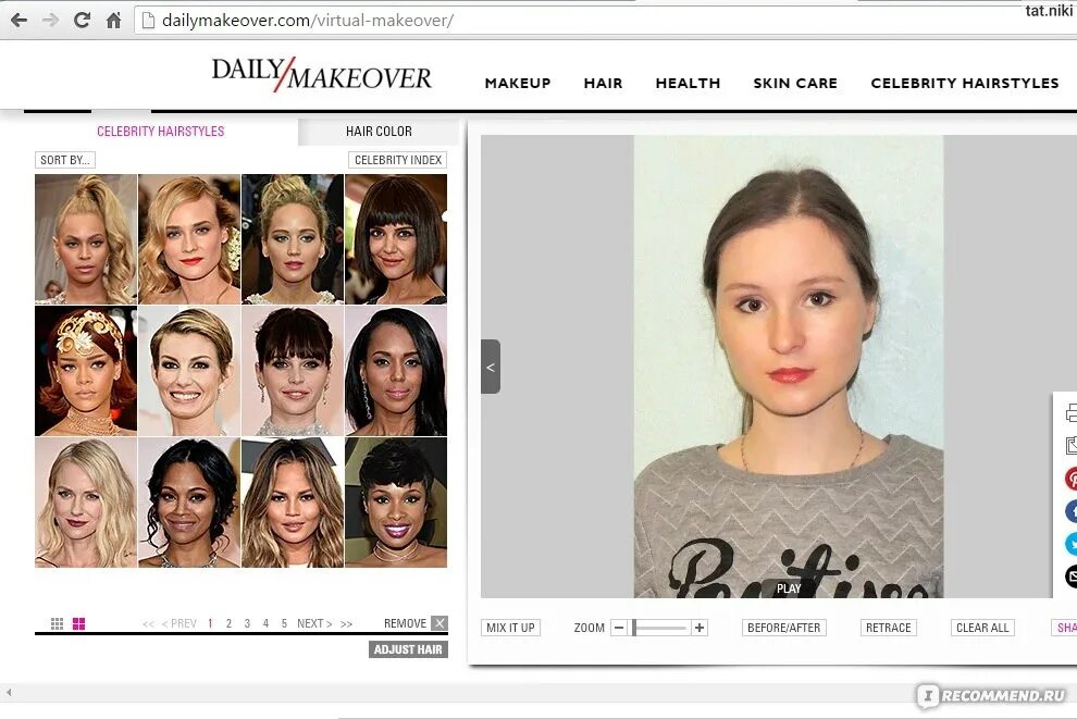 Подобрать прическу по фото бесплатно нейросеть Сайт Dailymakeover.com - "Как подобрать себе прическу бесплатно и онлайн. Фото 1