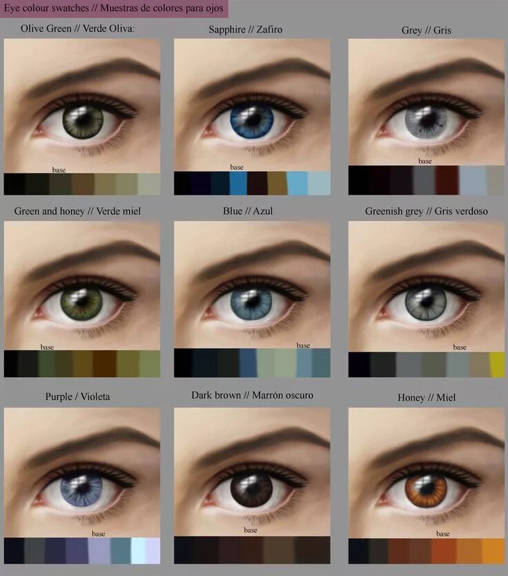 Подобрать цвет глаз онлайн по фото Eye colour swatches by *MarinaVictoria on deviantART Eye color chart, Rare eye c