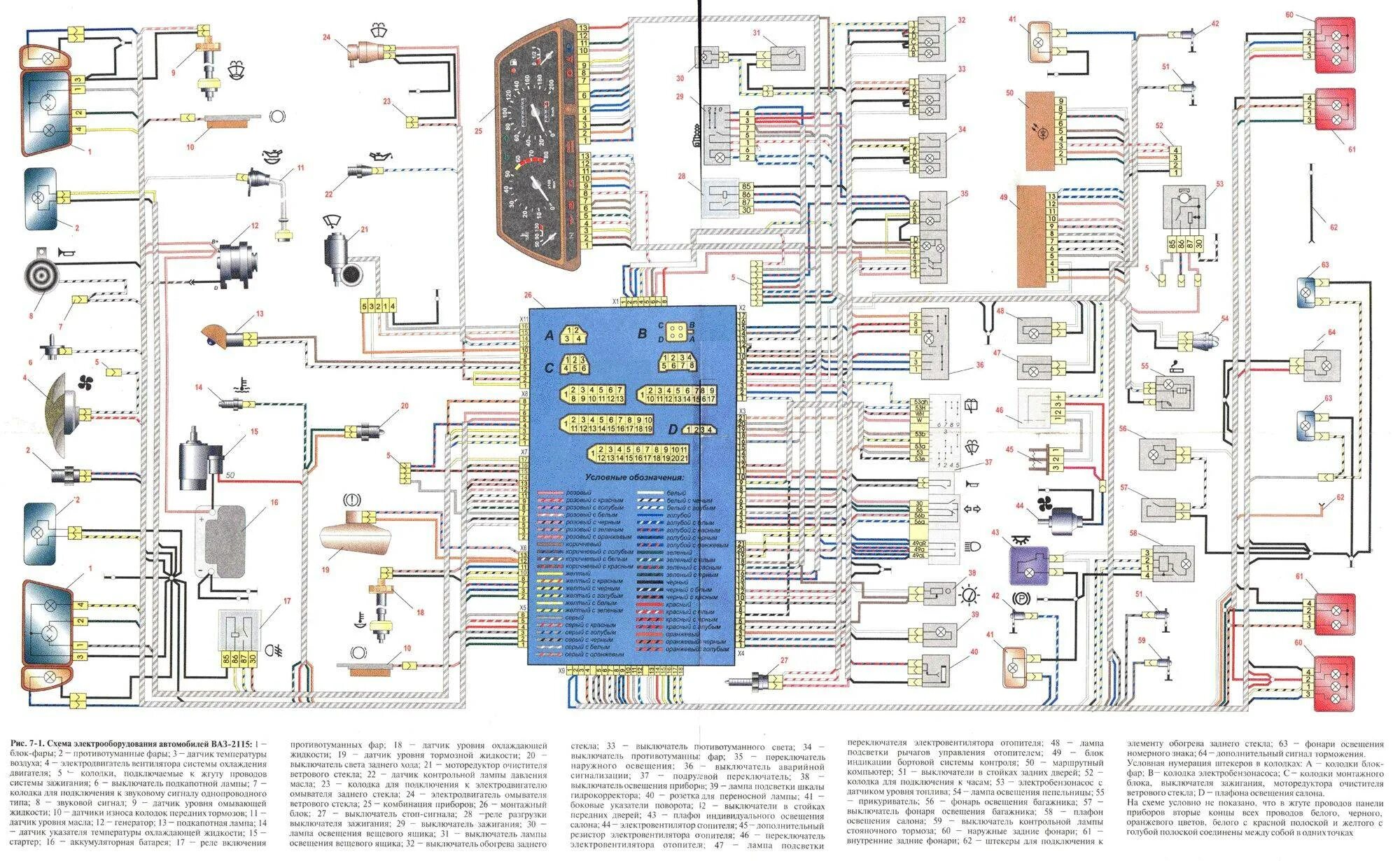 Подпанельная проводка ваз 2114 схема Схема электропроводки ваз 2115 8 клапанов 58 фото - KubZap.ru