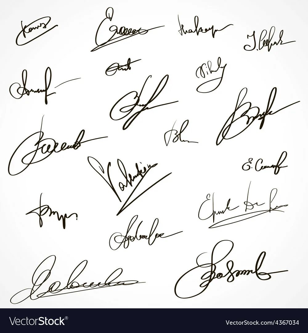 Подпись фото с дорогой Signatures set group of imaginary autograph Vector Image