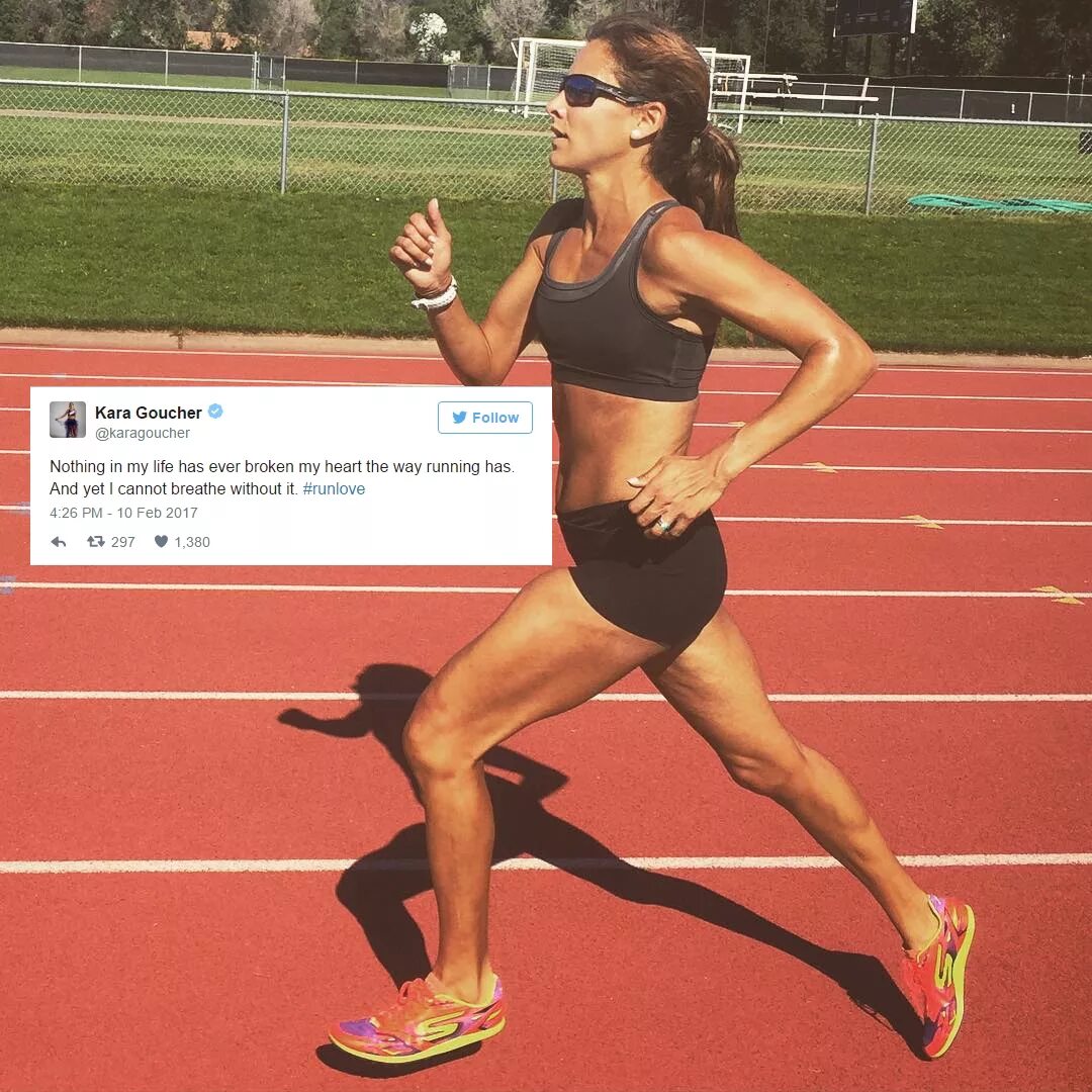 Подпись к фото про спорт Kara Goucher perfectly sums up relationship with running in 2 sentences - Canadi