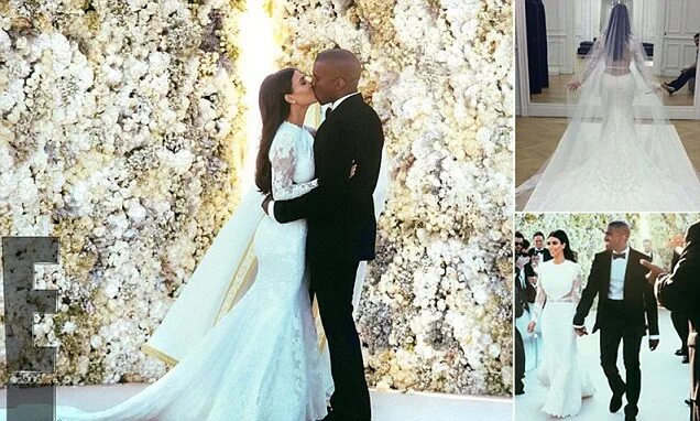 Подпись к фото свадьбы друзей Kim Kardashian and and Kanye West's lavish Italian wedding pictures are revealed