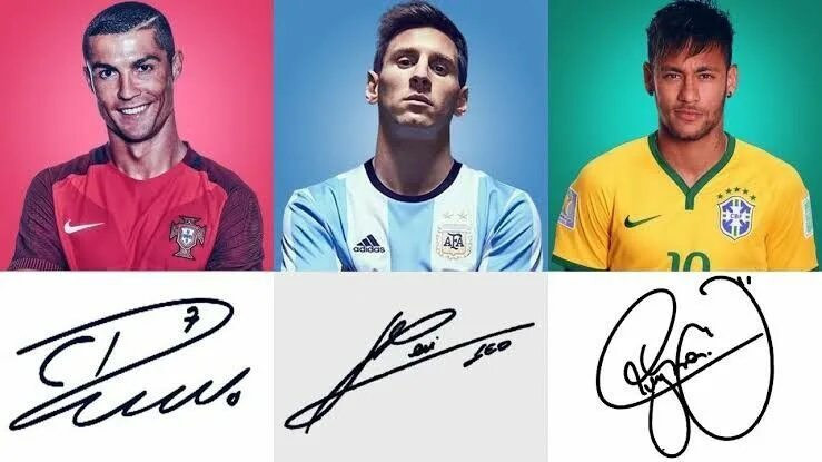 Подпись под фото спорт Cristiano Ronaldo , Lionel Messi & Neymar Signature Lionel messi, Messi, Messi a