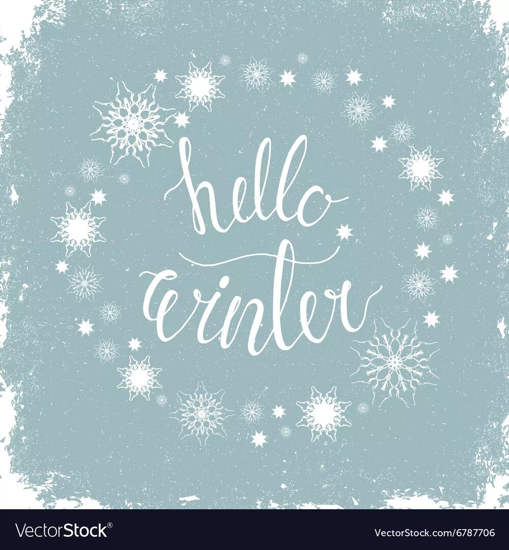 Подпись зимнего фото Hello winter Royalty Free Vector Image - VectorStock