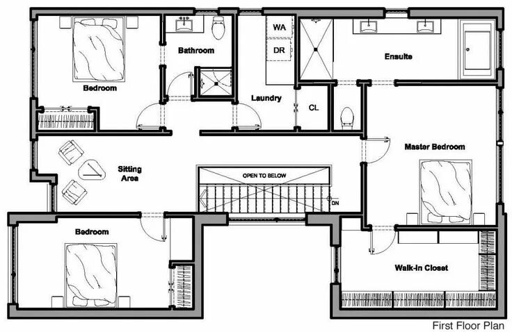 Подробная схема дома Westboro Home by Kariouk Associates Contemporary house plans, House plans, Conte