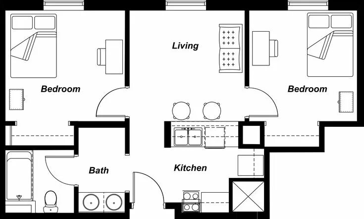 Подробная схема дома Simple Floor Plans Home Design - House Plans C30 in 2023 Home design floor plans