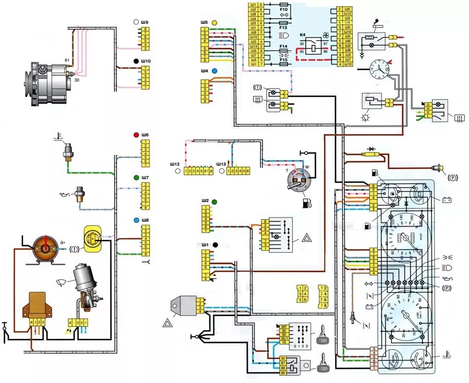 Подробная схема ваз 2107 Типы комбинаций приборов 2107 - DRIVE2