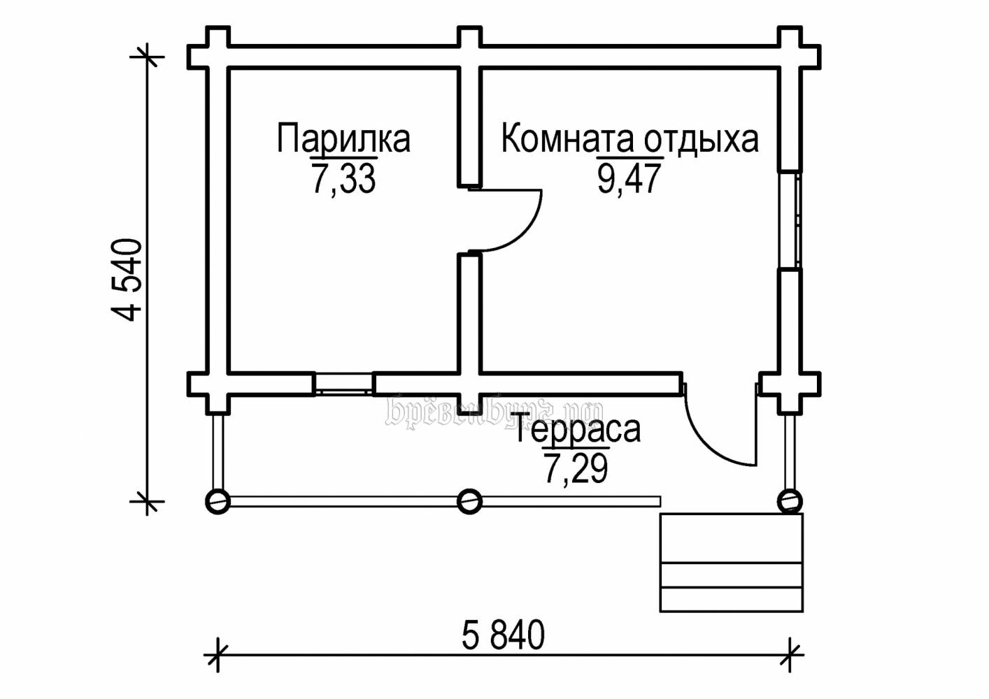 Подробные чертежи бани Чертежи бань 6 4