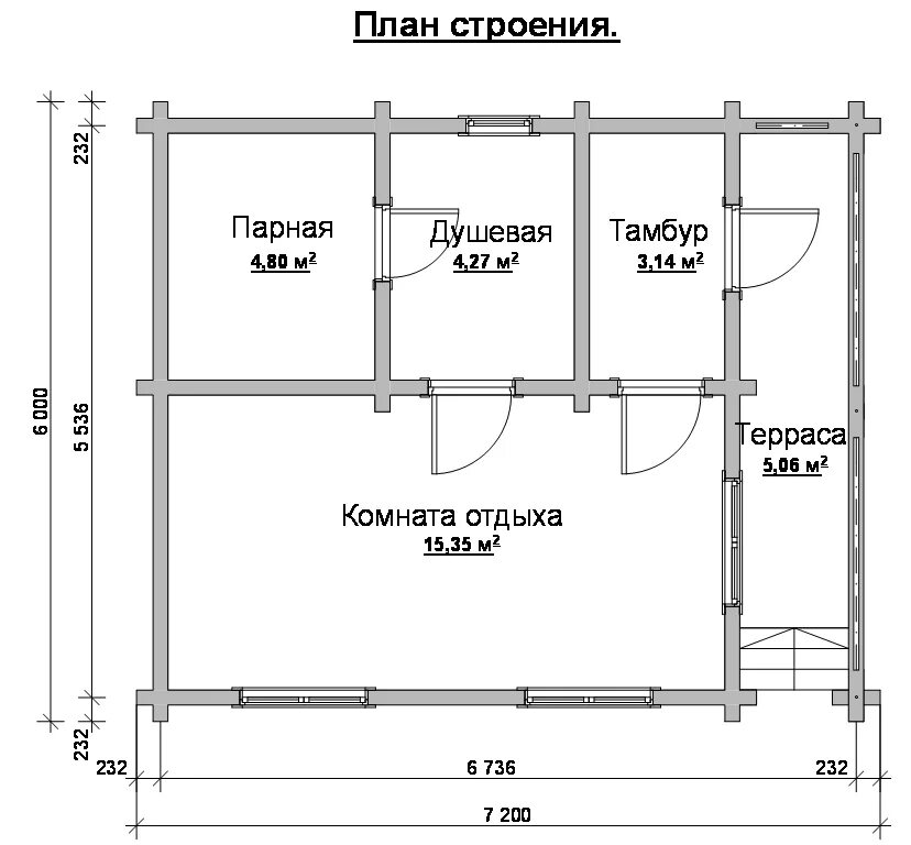 Подробные чертежи бани Баня 7 х 7: проекты с мансардой и без