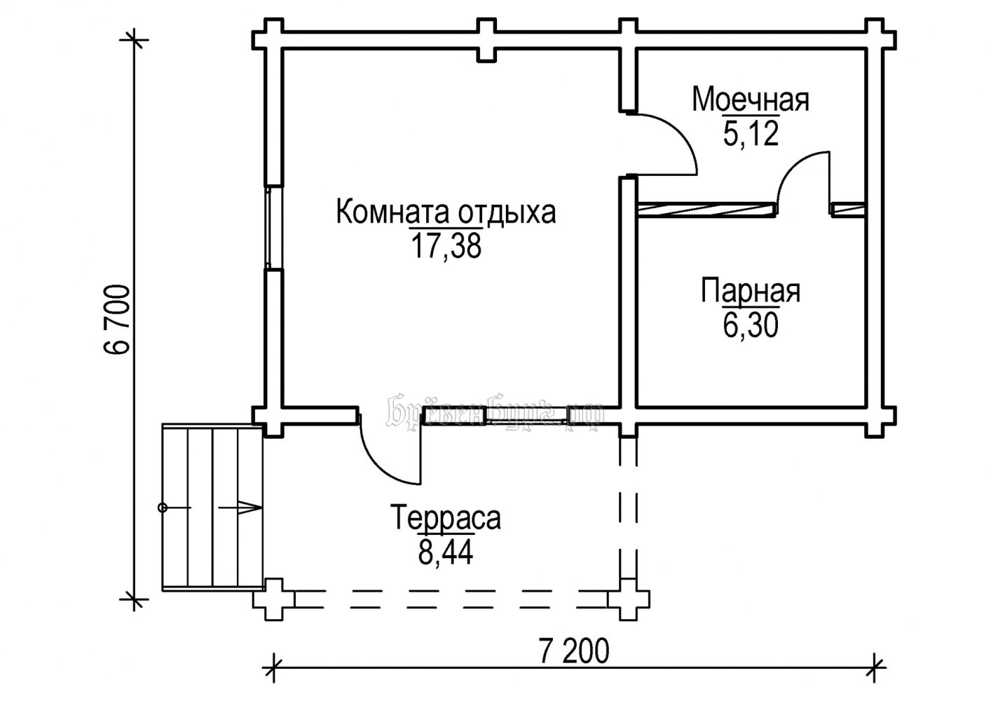 Подробные чертежи бани Проекты одноэтажных бань из оцилиндрованного бревна, рубленого бревна