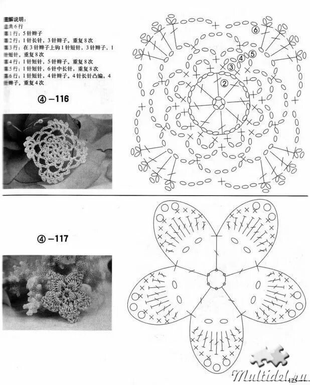 Подробные схемы вязания крючком цветы Pin su мотивы крючком Schema uncinetto, Uncinetto maglia, Uncinetto