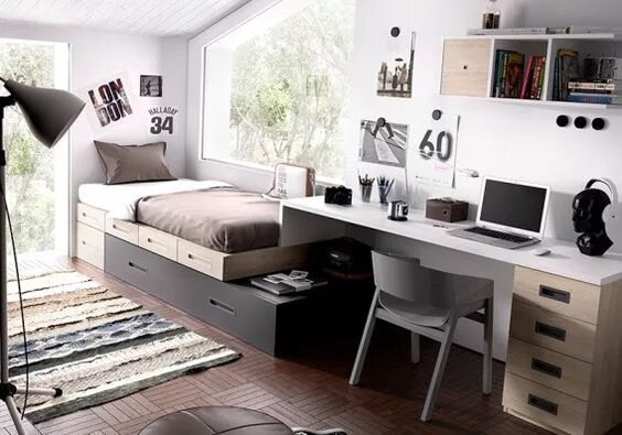 Подростковая комната современный дизайн Chambre d’ado gars : 3 idées pour s’inspirer! Bedroom design, Room design, Study