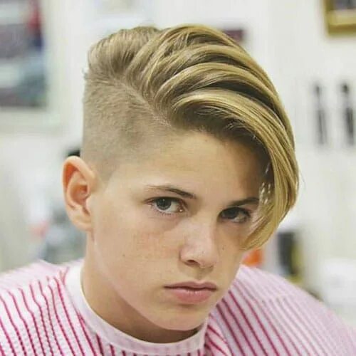 Подростковые стрижки для мальчиков 2024 фото boyos long undercut side part - Google Search Kids hair cuts, Boy hairstyles, Ki