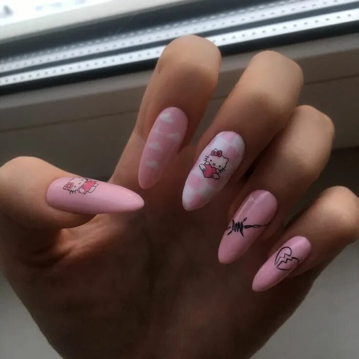 Подростковый дизайн ногтей Pin de Sssone4ka en Nails Manicura de uñas, Uñas de hello kitty, Gel de uñas