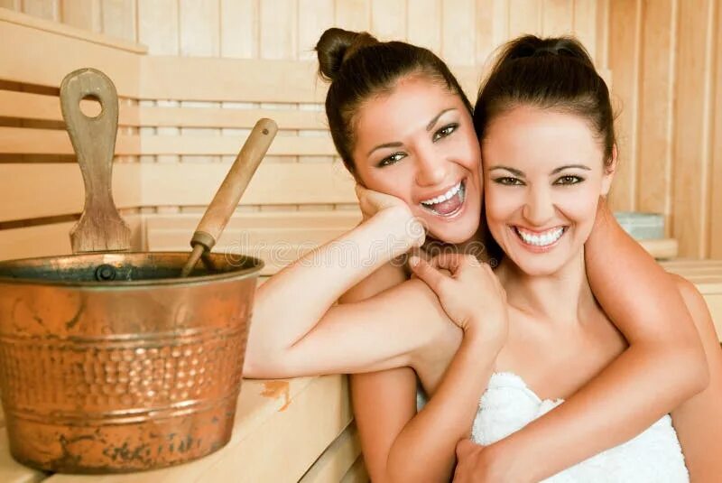 Подружки баня фото Females hugging sauna stock image. Image of smiling, beautiful - 17651677