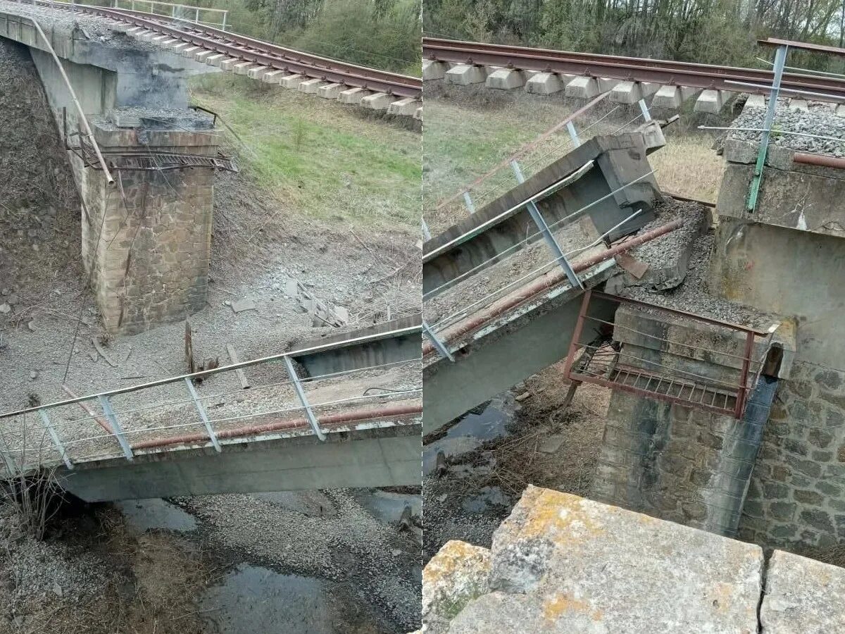 Подрыв моста фото Под Курском диверсанты взорвали мост, в Белгородской области загорелся объект Ми