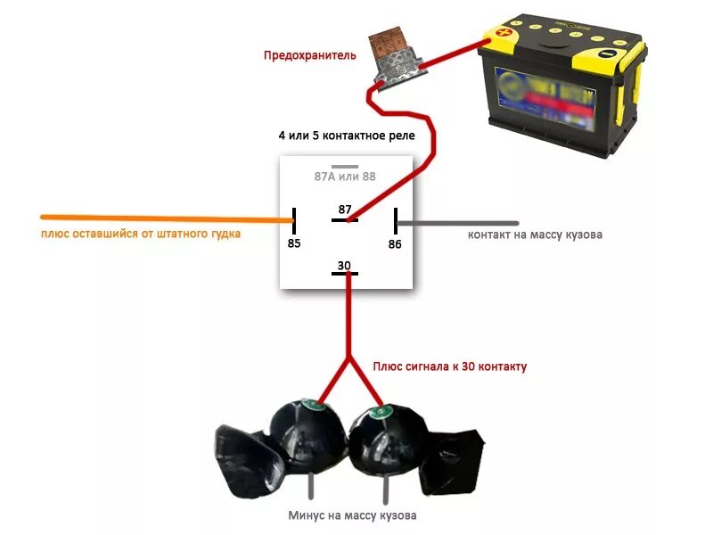 Подсоединить сигнал через реле схема подключения Солидный гудок. Бууууу - Toyota Succeed, 1,5 л, 2009 года аксессуары DRIVE2