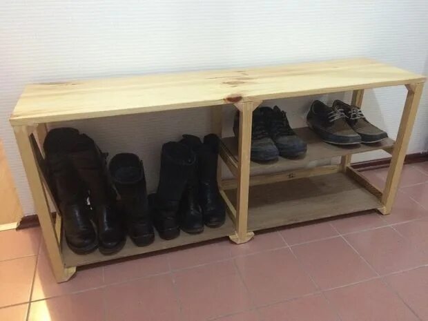 Подставка для обуви своими руками фото Shoe Shelf With Seating Shoe shelf, Kitchen design diy, Diy furniture chair