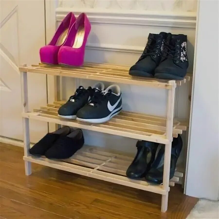 Подставка для обуви своими руками фото Lavish Home 3-Tier Shoe Storage Organizer Rack Holds 9 Pair, Light Oak - Walmart