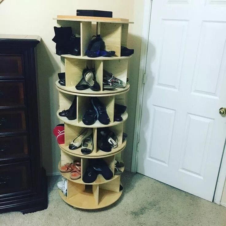 Подставка для обуви своими руками фото Lynn Lacey - LL Woodworks в Instagram: "Completed the Lazy Susan shoe organizer"