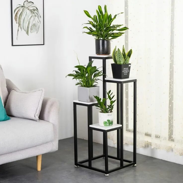 Подставка для цветов в интерьере фото Creative North Europe Green Plant Rack Balcony Shelf Simplicity Metal Stand For 