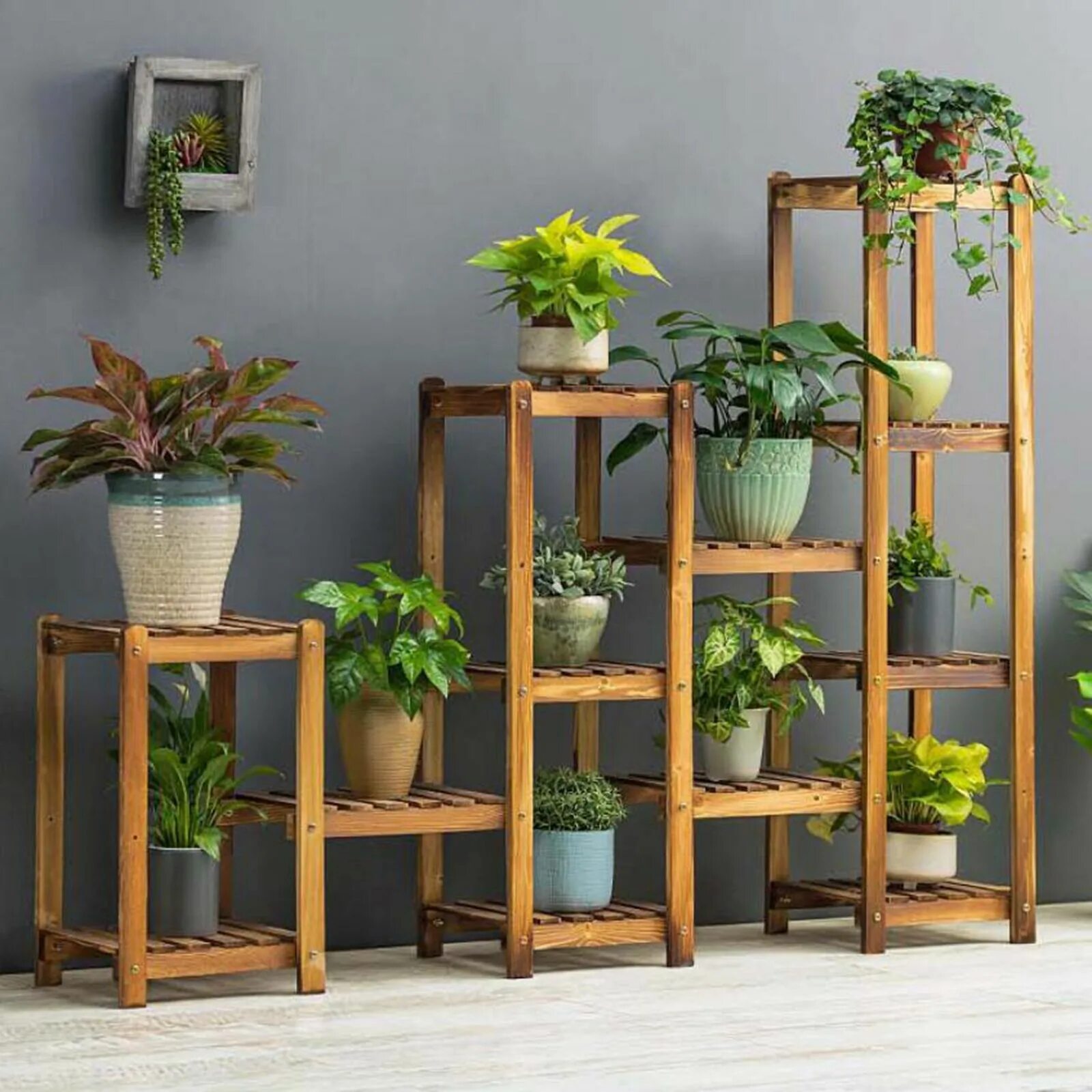 Подставки для цветов своими руками фото Flower Rack Plant Stand Multi Wood Shelves Display Shelf Indoor Outdoor Yard Gar