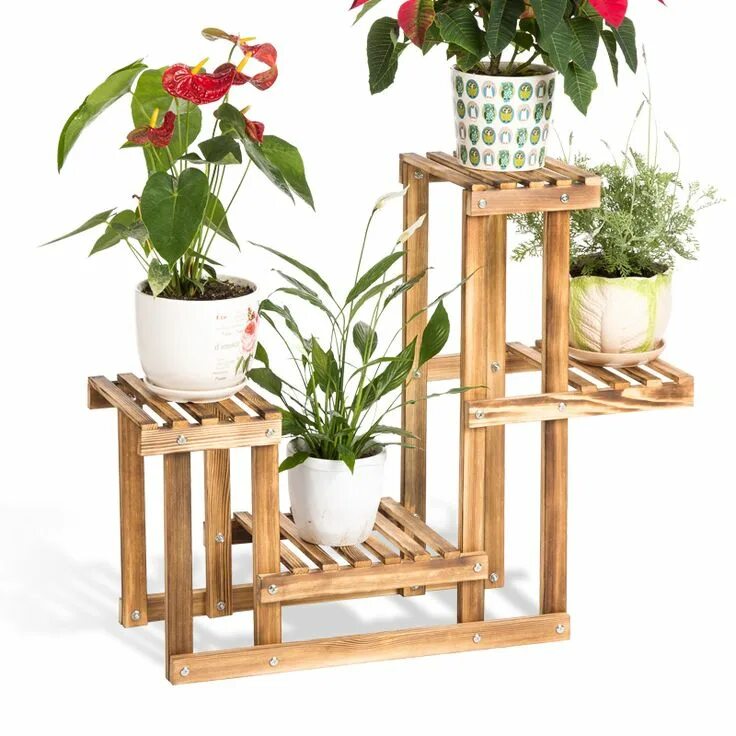 Подставки для цветов своими руками фото Solid wood flower shelf woodiness A living room Multi layer flower pot rack Simp