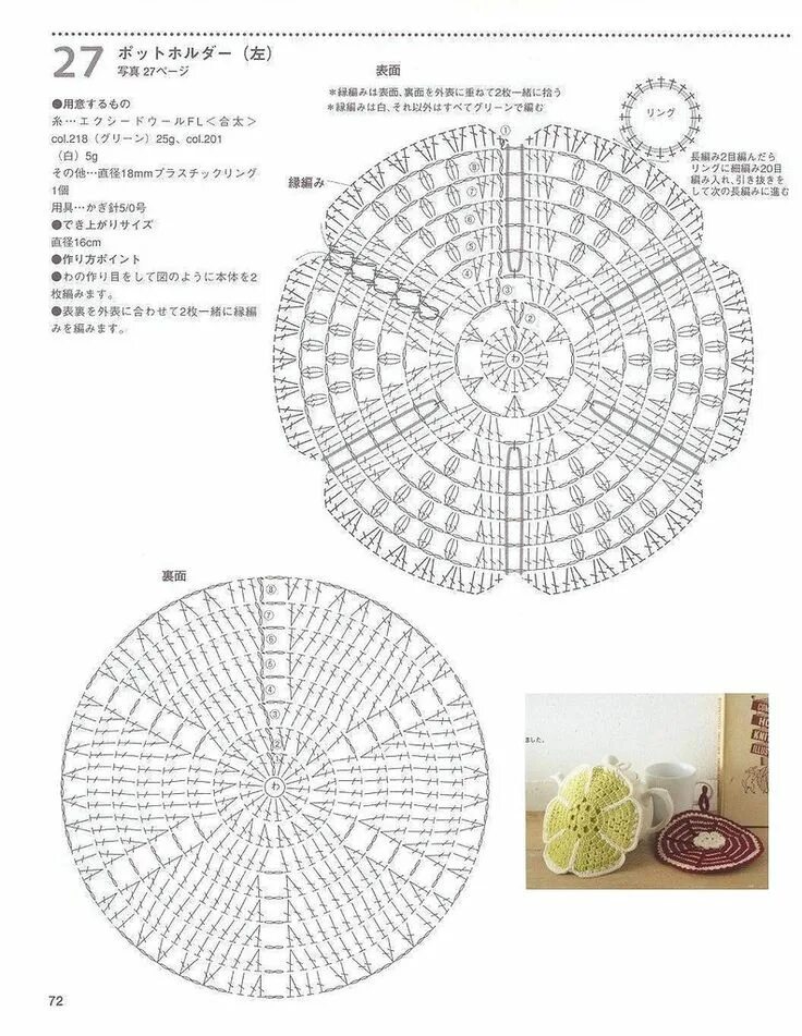 Подставки крючком со схемами и описанием Sousplat de croche grafico, Crochê para cozinha, Arte em croche