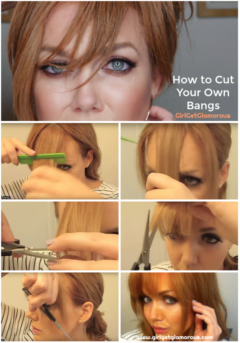 Подстричь челку самостоятельно шторку пошагово с фото How to Cut + Trim Your Own Bangs at Home Like a Pro * GirlGetGlamorous Cut own h