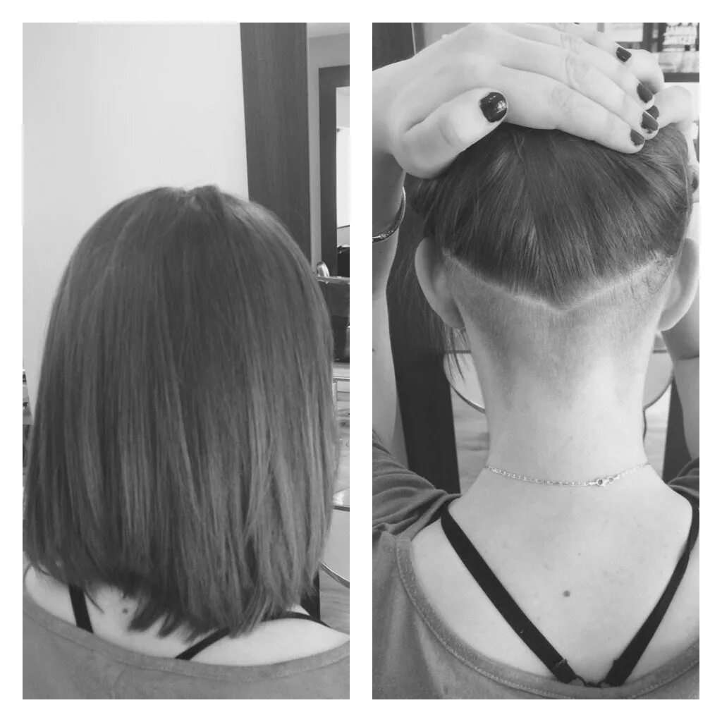 Подстричь женская стрижка Undercut in a 'V' shape with short hair. Undercut long hair, Short hair undercut